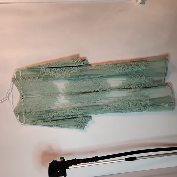 Rachel Zoe seafoam green sheer duster - Picture 2 of 9